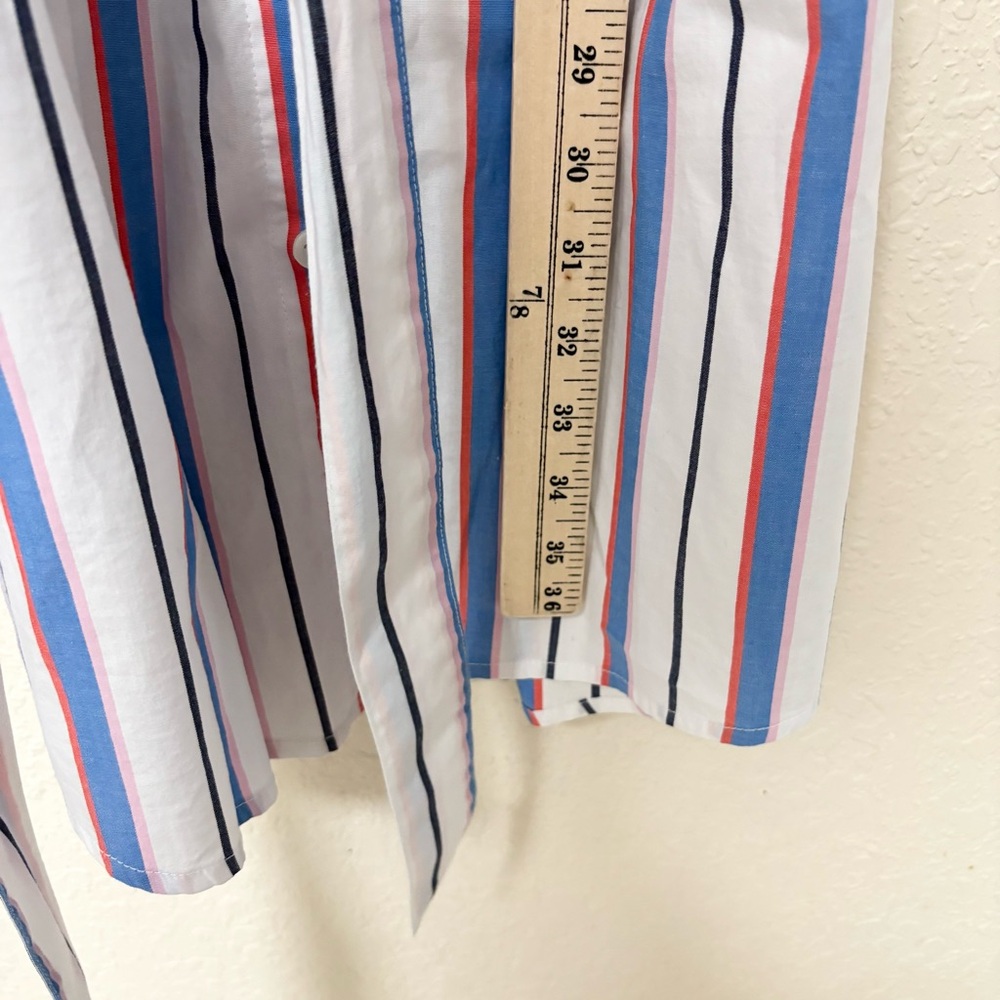 J Crew Belted Shirtdress Striped Button Down Size 4 Cotton Pockets - Picture 2 of 7